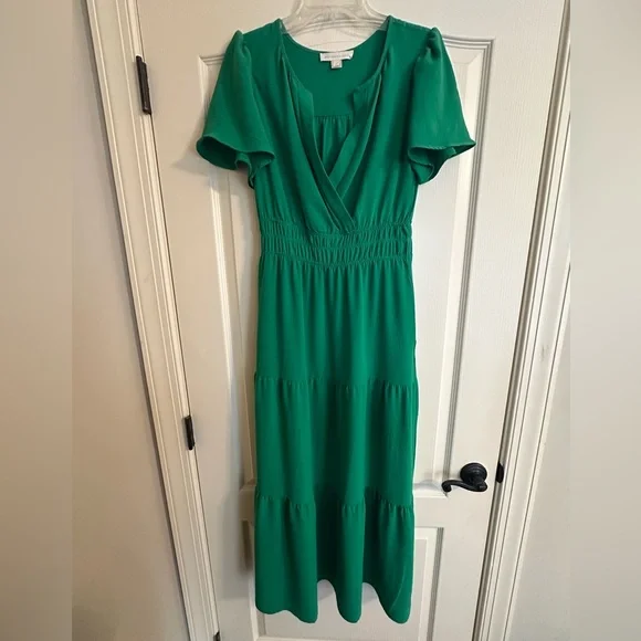 Monteau Vibrant Green Maxi Dress Sz M - Picture 1 of 6